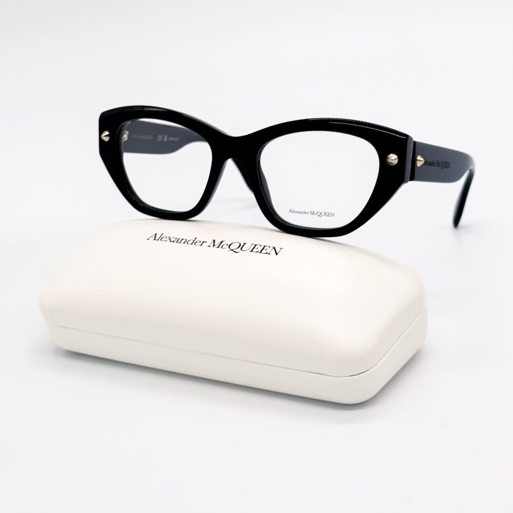 NEW ALEXANDER MCQUEEN EYEGLASSES AM0410O 001 CAT EYE BLACK WOMEN EYEWEAR